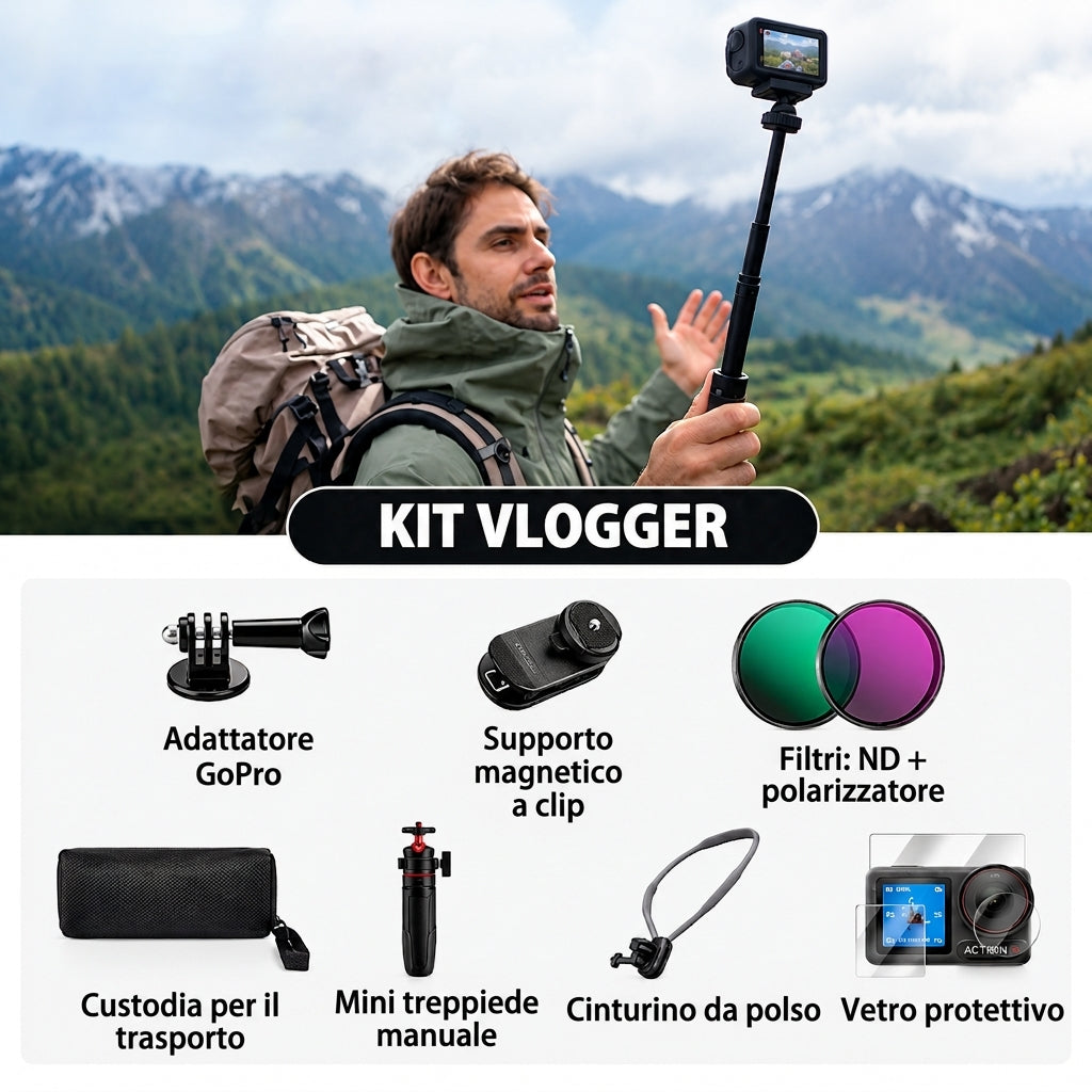 Action cam 4K 60 fps con stabilizzazione, WiFi e grandangolo